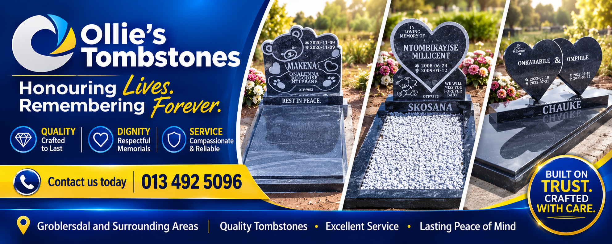 Ollie's Tombstones — Honouring Lives. Remembering Forever.